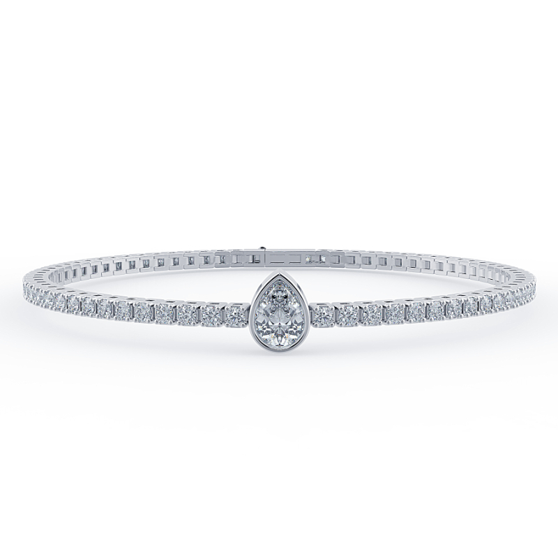 0.3 carat Lab Grown Single Pear, Tennis Bracelets Bezel Set/Claw In Platinum