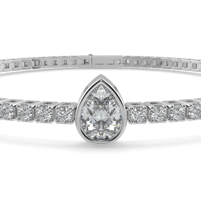 0.3 carat Lab Grown Single Pear, Tennis Bracelets Bezel Set/Claw In Platinum