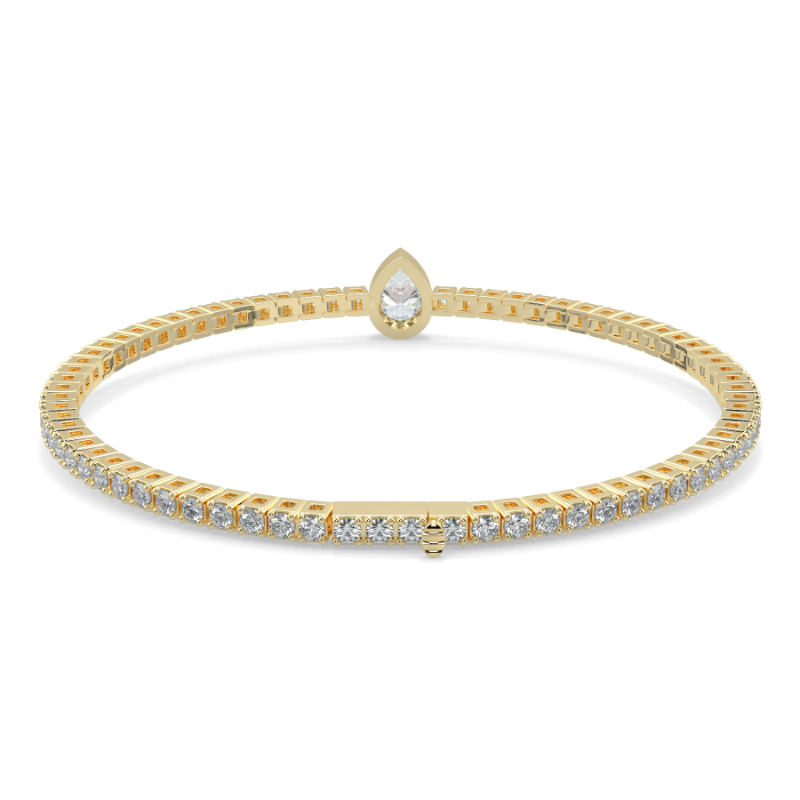 0.3 carat Lab Grown Single Pear, Tennis Bracelets Bezel Set/Claw In 9K Yellow Gold