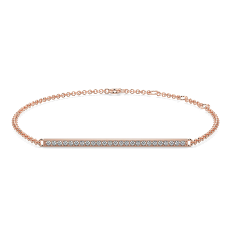 0.25 CT Lab Grown Dimaond Bar Pave Bracelet Pave Set In 18K Rose Gold