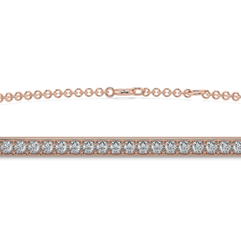 0.25 CT Lab Grown Dimaond Bar Pave Bracelet Pave Set In 18K Rose Gold