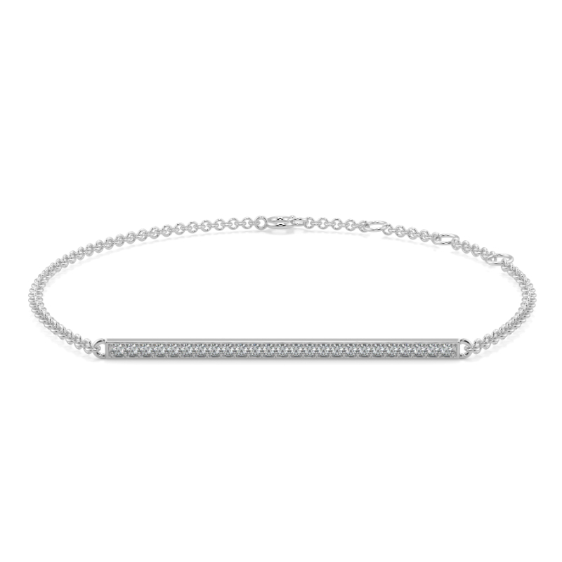 0.25 CT Lab Grown Dimaond Bar Pave Bracelet Pave Set In 18K White Gold
