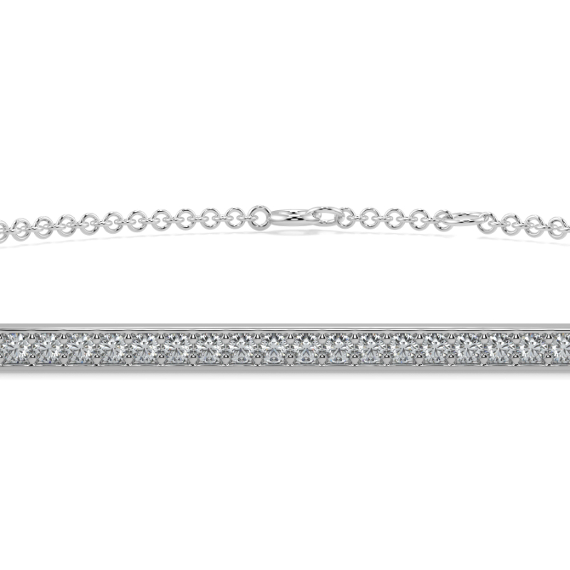 0.25 CT Lab Grown Dimaond Bar Pave Bracelet Pave Set In 18K White Gold