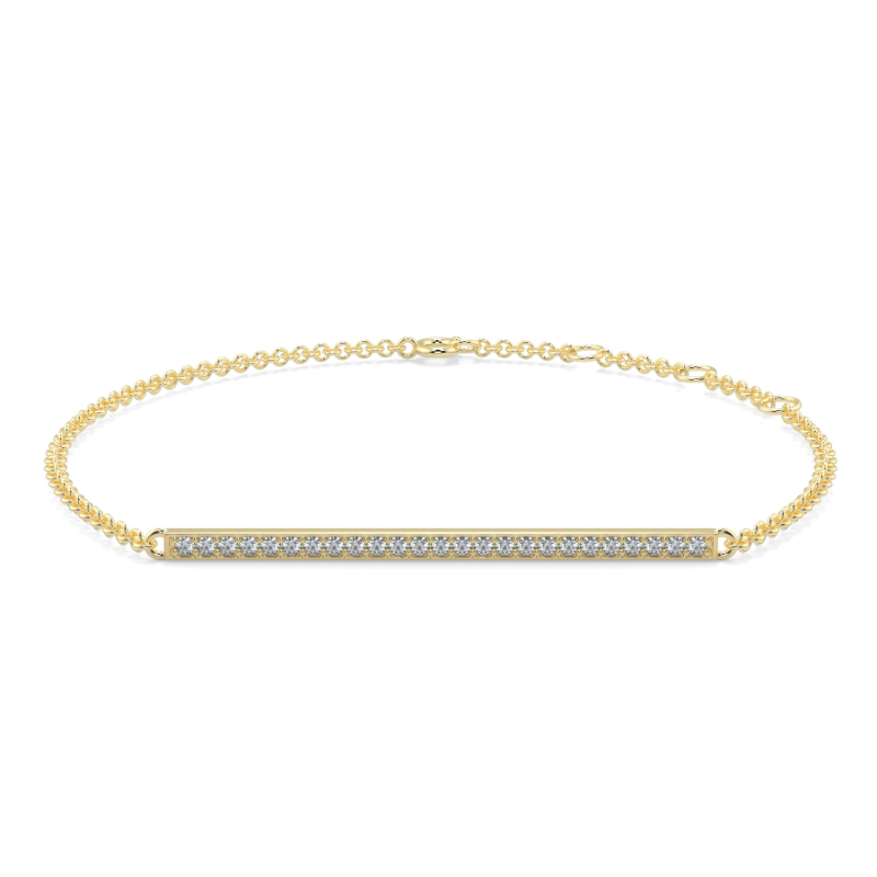 0.25 CT Lab Grown Dimaond Bar Pave Bracelet Pave Set In 9K Yellow Gold