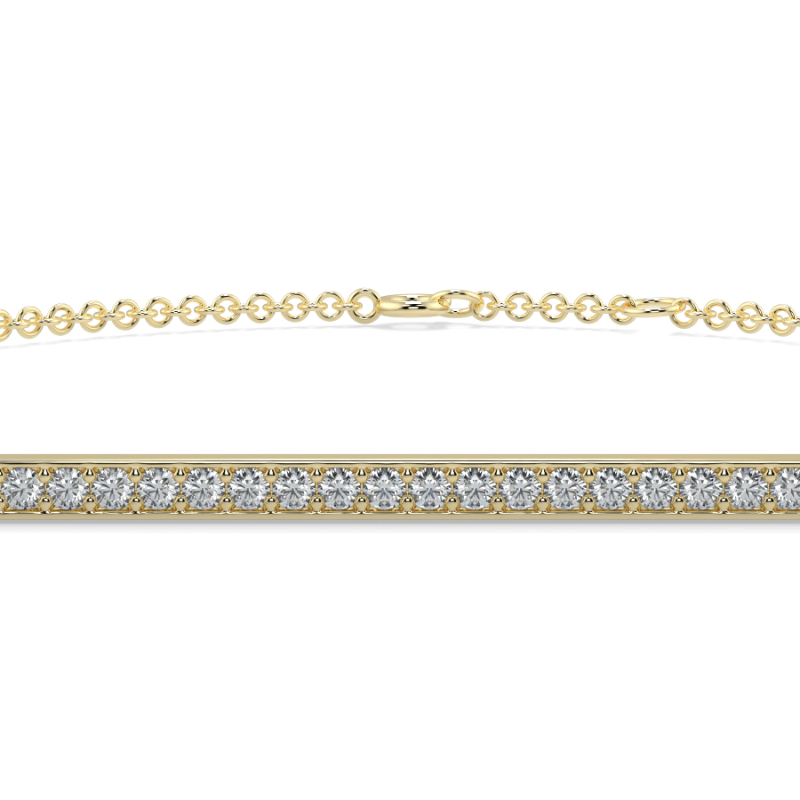 0.25 CT Lab Grown Dimaond Bar Pave Bracelet Pave Set In 14K Yellow Gold