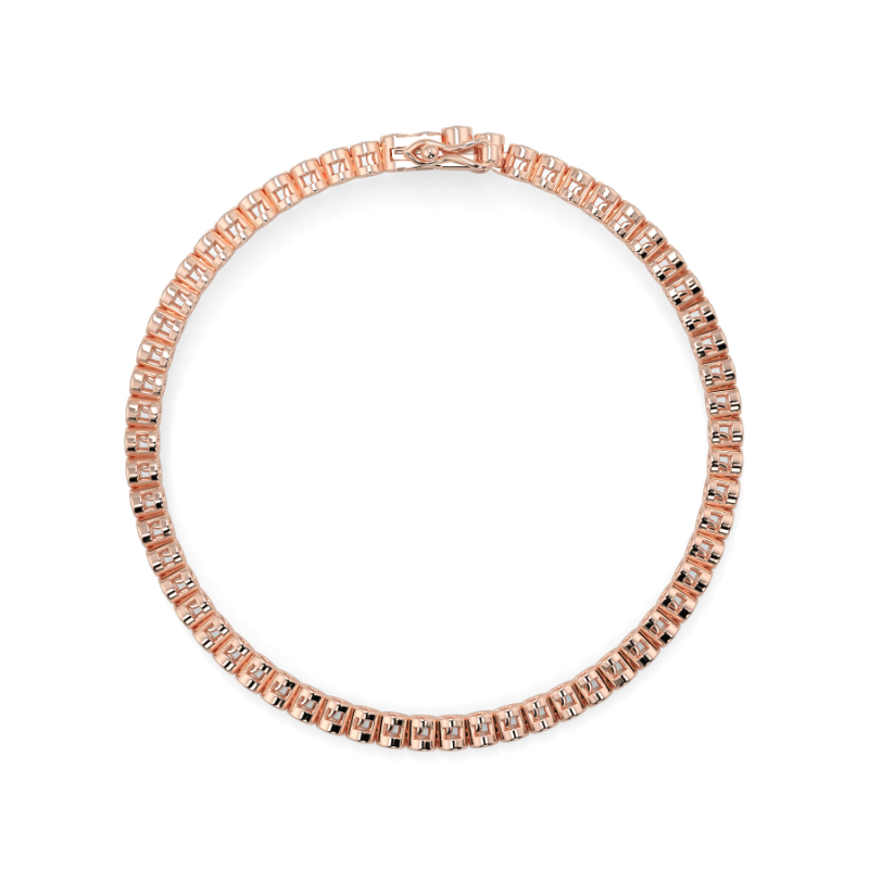 1.5 CT Lab Grown Classic Bezel Set Diamond Tennis Bracelet Bezel Set In 18K Rose Gold