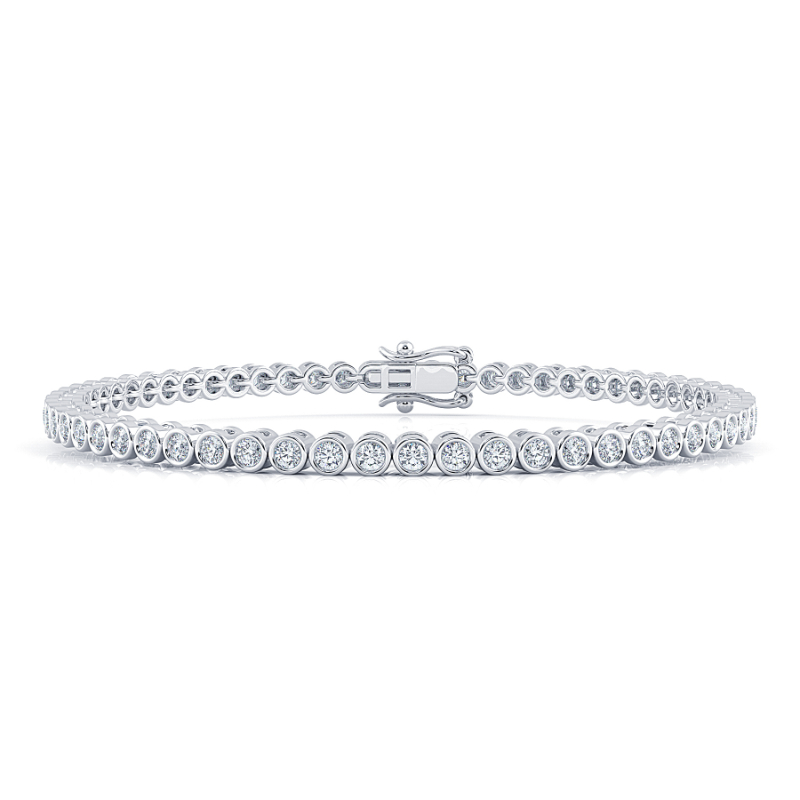 1.5 CT Lab Grown Classic Bezel Set Diamond Tennis Bracelet Bezel Set In 18K White Gold