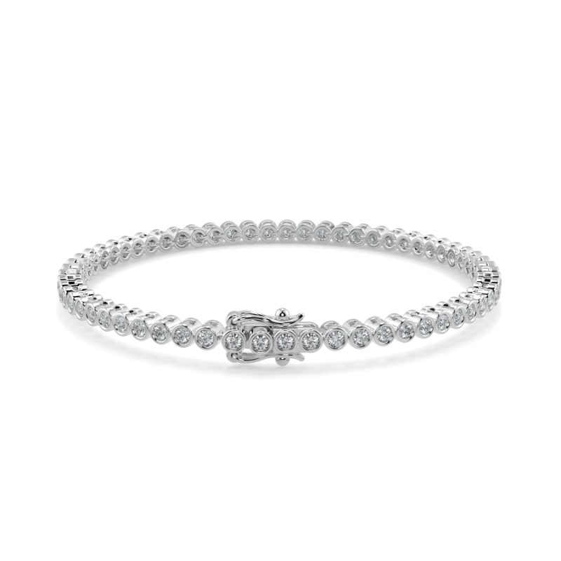 1.5 CT Lab Grown Classic Bezel Set Diamond Tennis Bracelet Bezel Set In 18K White Gold