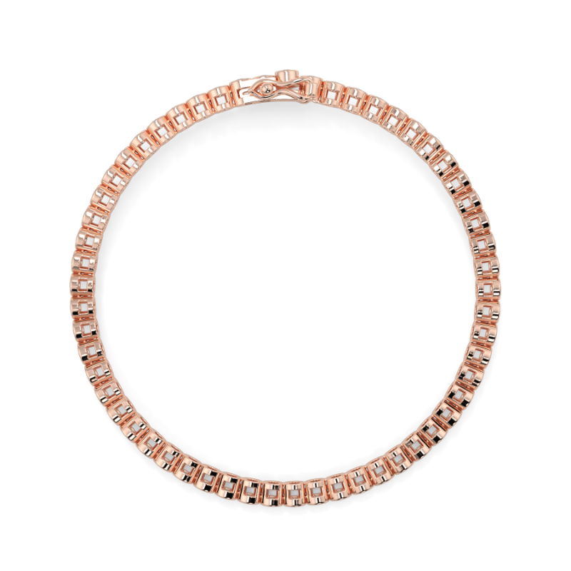 2 CT Lab Grown Classic Bezel Set Diamond Tennis Bracelet Bezel Set In 18K Rose Gold