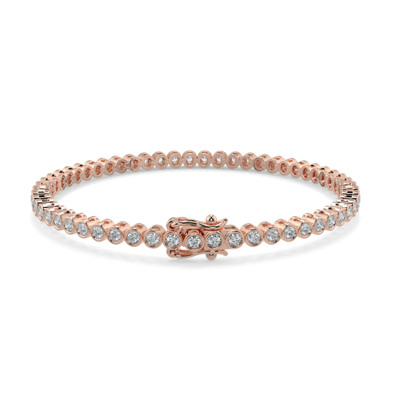 2 CT Lab Grown Classic Bezel Set Diamond Tennis Bracelet Bezel Set In 18K Rose Gold