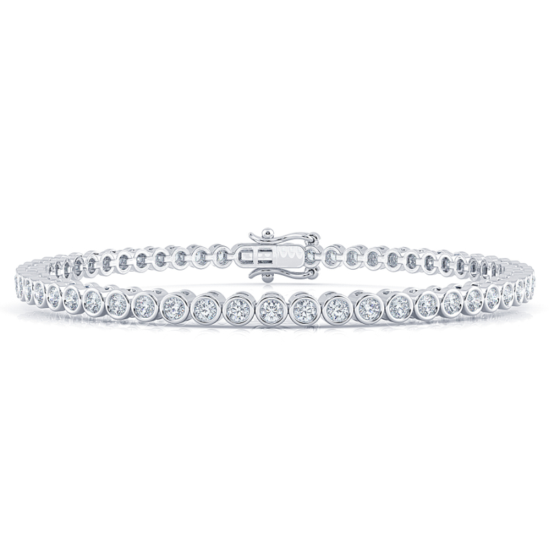 2 CT Lab Grown Classic Bezel Set Diamond Tennis Bracelet Bezel Set In 18K White Gold