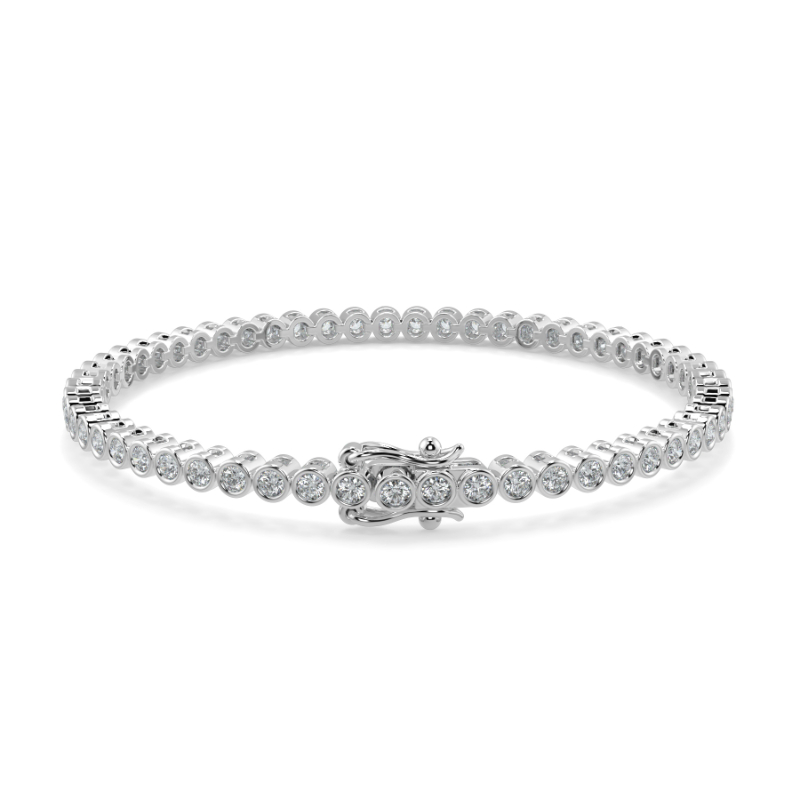 2 CT Lab Grown Classic Bezel Set Diamond Tennis Bracelet Bezel Set In 18K White Gold