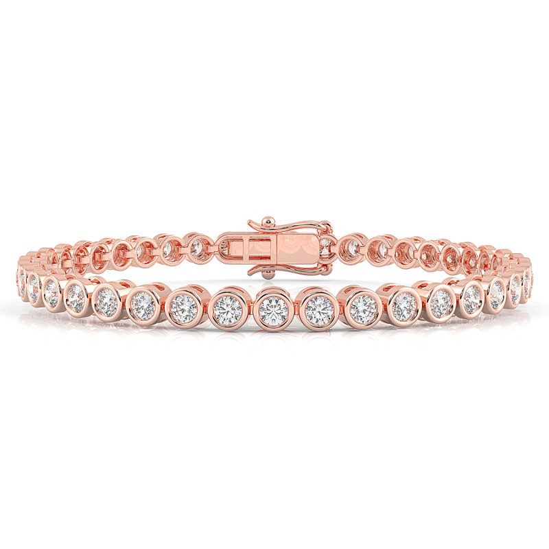 3 CT Lab Grown Classic Bezel Set Diamond Tennis Bracelet Bezel Set In 18K Rose Gold