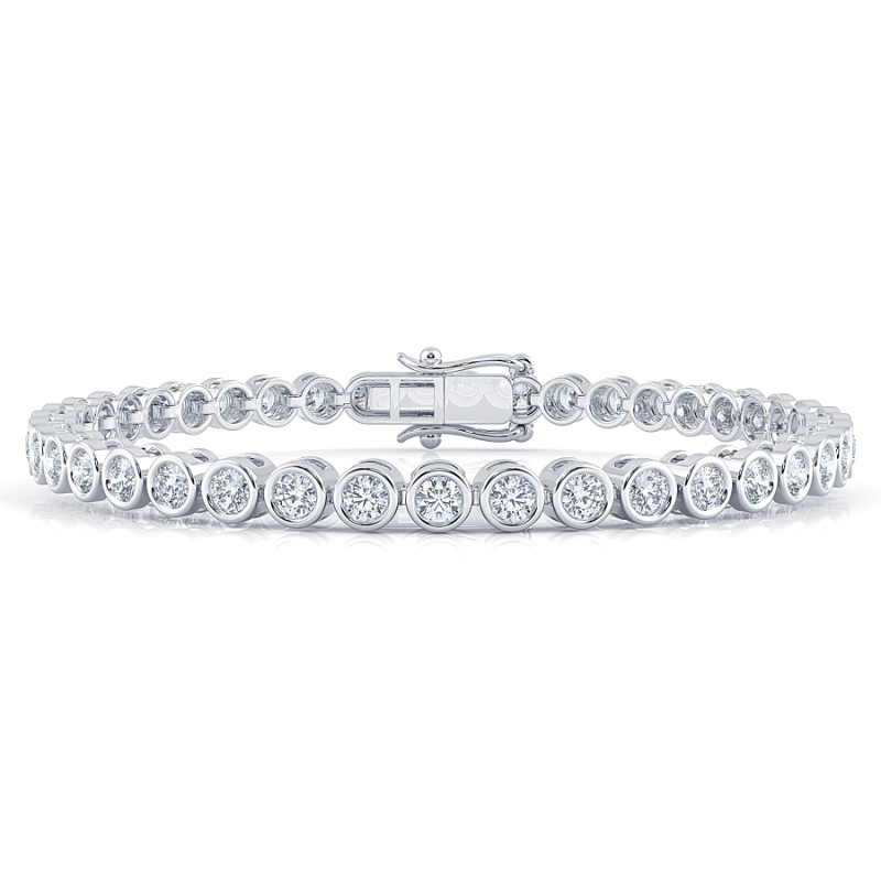 3 CT Lab Grown Classic Bezel Set Diamond Tennis Bracelet Bezel Set In 18K White Gold