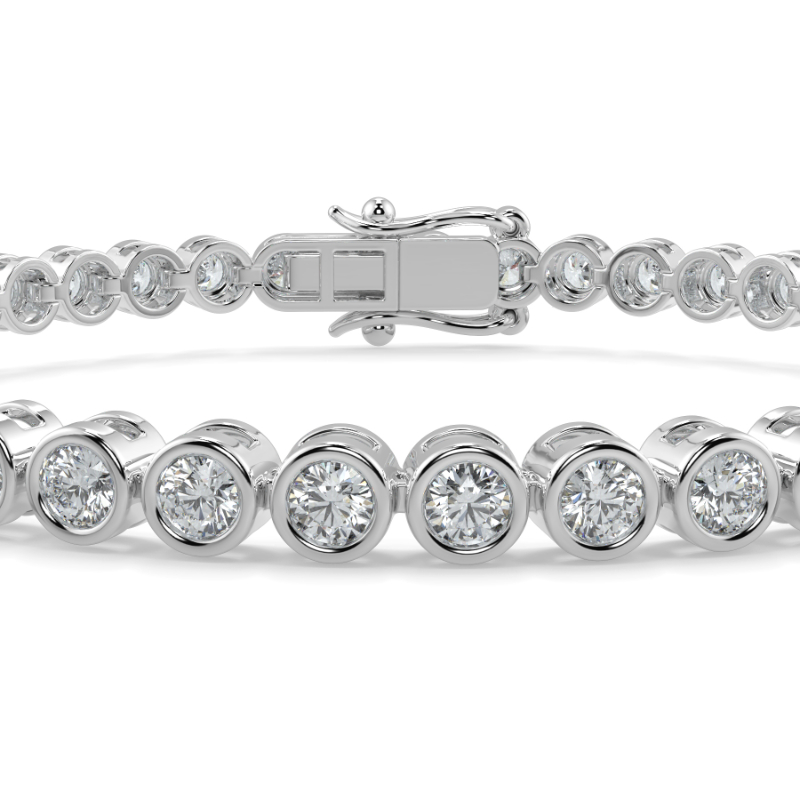 3 CT Lab Grown Classic Bezel Set Diamond Tennis Bracelet Bezel Set In 18K White Gold