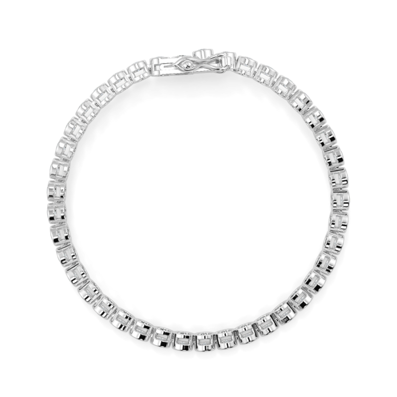 3 CT Lab Grown Classic Bezel Set Diamond Tennis Bracelet Bezel Set In 18K White Gold