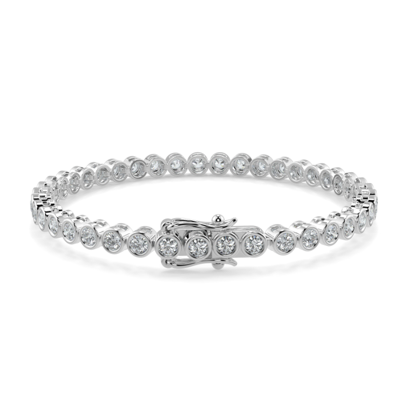 3 CT Lab Grown Classic Bezel Set Diamond Tennis Bracelet Bezel Set In 18K White Gold