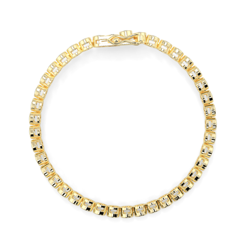 3 CT Lab Grown Classic Bezel Set Diamond Tennis Bracelet Bezel Set In 9K Yellow Gold