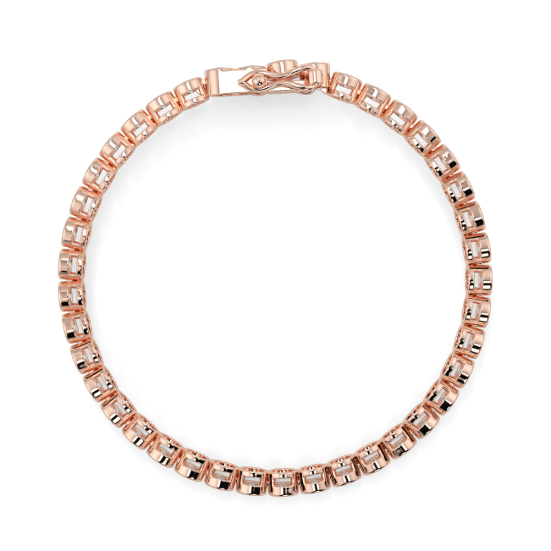 4 CT Lab Grown Classic Bezel Set Diamond Tennis Bracelet Bezel Set In 18K Rose Gold