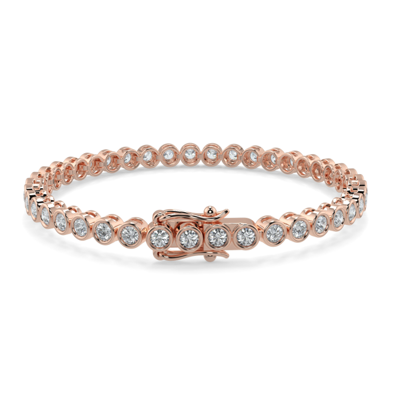 4 CT Lab Grown Classic Bezel Set Diamond Tennis Bracelet Bezel Set In 18K Rose Gold