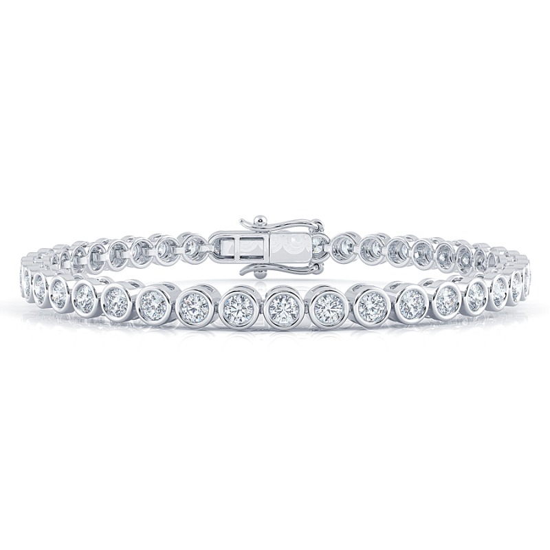 4 CT Lab Grown Classic Bezel Set Diamond Tennis Bracelet Bezel Set In 18K White Gold