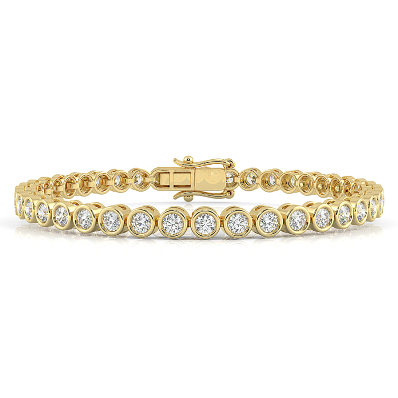 4 CT Lab Grown Classic Bezel Set Diamond Tennis Bracelet Bezel Set In 9K Yellow Gold