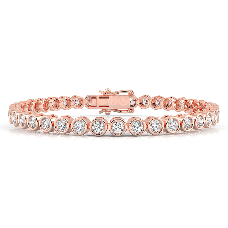 5 CT Lab Grown Classic Bezel Set Diamond Tennis Bracelet Bezel Set In 18K Rose Gold
