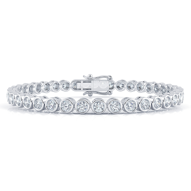 5 CT Lab Grown Classic Bezel Set Diamond Tennis Bracelet Bezel Set In 18K White Gold