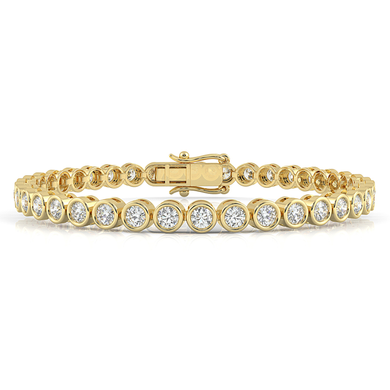 5 CT Lab Grown Classic Bezel Set Diamond Tennis Bracelet Bezel Set In 9K Yellow Gold