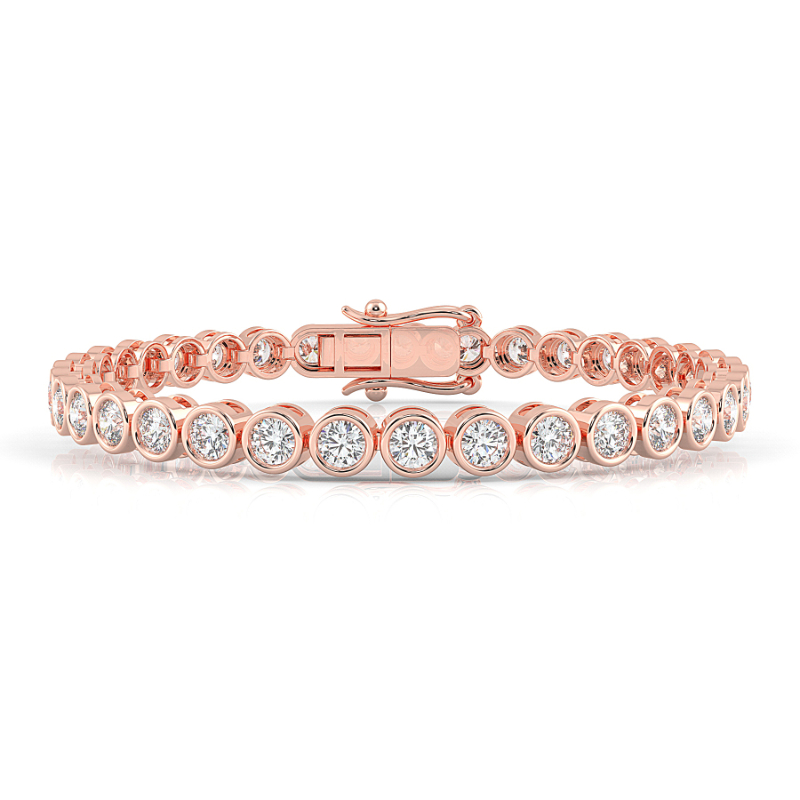 6 CT Lab Grown Classic Bezel Set Diamond Tennis Bracelet Bezel Set In 18K Rose Gold