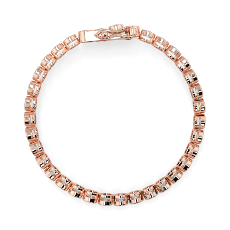 6 CT Lab Grown Classic Bezel Set Diamond Tennis Bracelet Bezel Set In 18K Rose Gold
