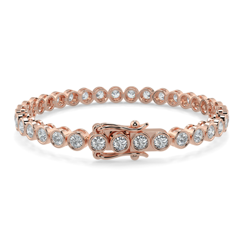 6 CT Lab Grown Classic Bezel Set Diamond Tennis Bracelet Bezel Set In 18K Rose Gold