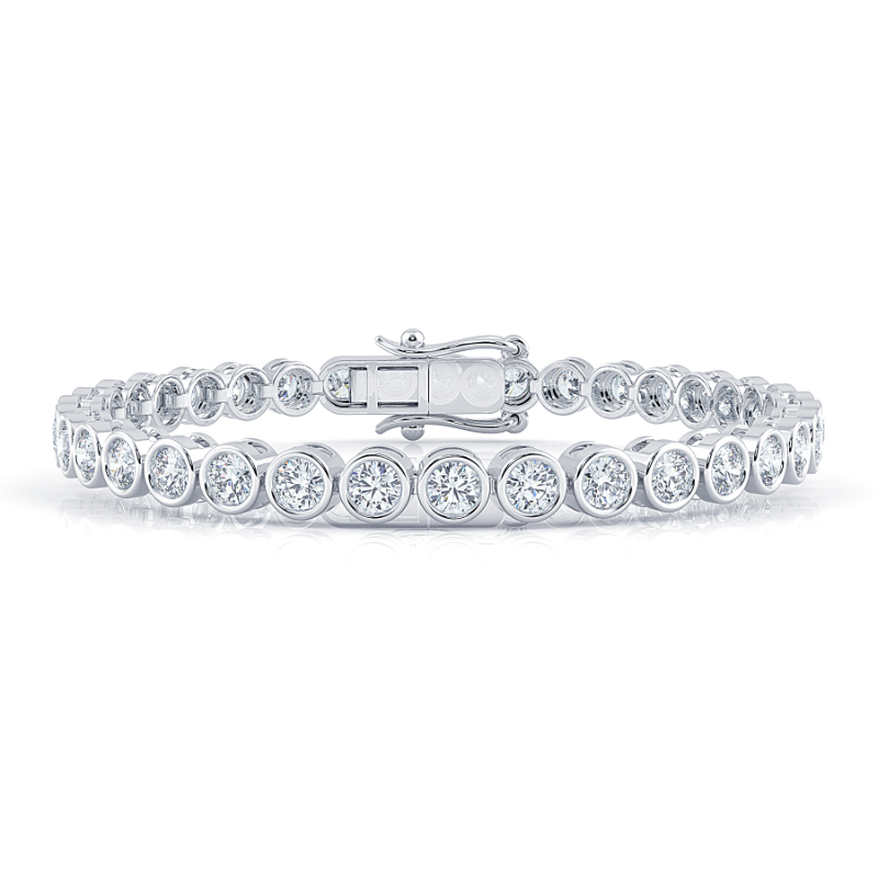 6 CT Lab Grown Classic Bezel Set Diamond Tennis Bracelet Bezel Set In 18K White Gold