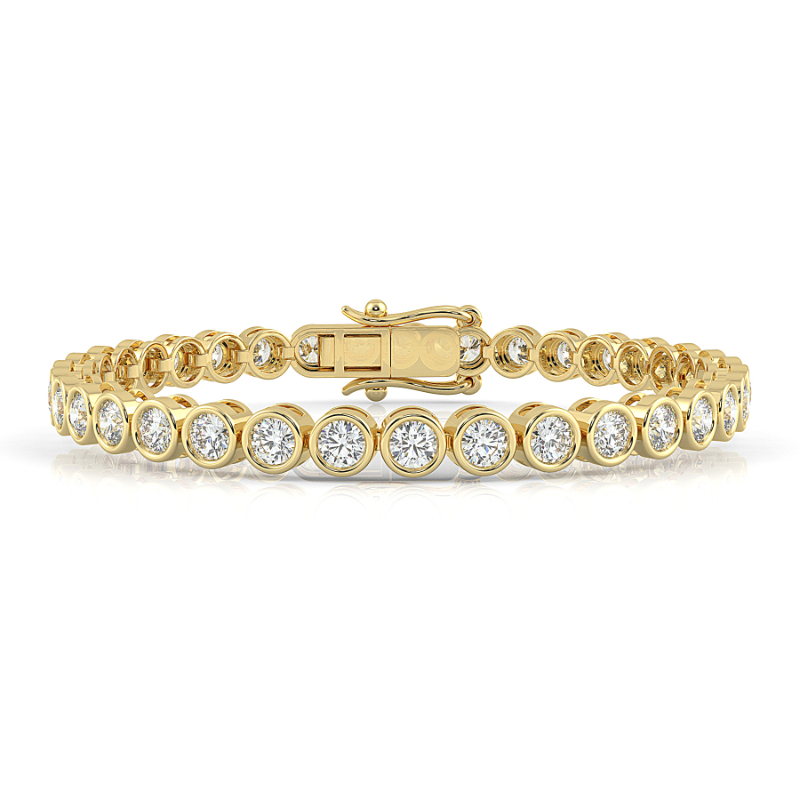 6 CT Lab Grown Classic Bezel Set Diamond Tennis Bracelet Bezel Set In 9K Yellow Gold
