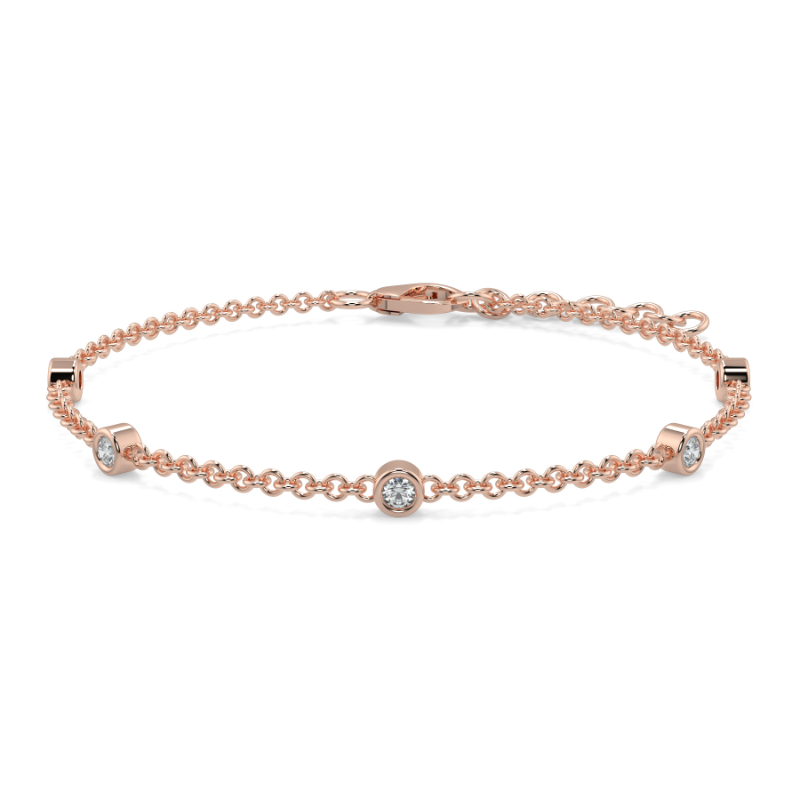 0.11 CT Lab Grown 5 Diamond Bezel Set Bracelet Bezel Set In 18K Rose Gold