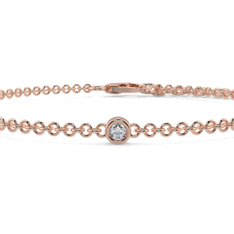 0.11 CT Lab Grown 5 Diamond Bezel Set Bracelet Bezel Set In 18K Rose Gold