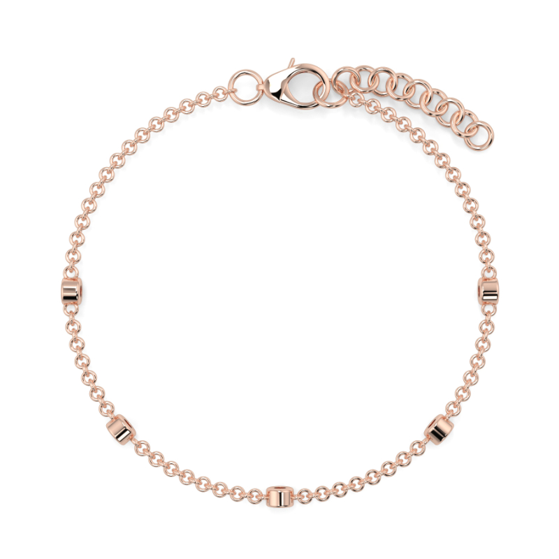 0.11 CT Lab Grown 5 Diamond Bezel Set Bracelet Bezel Set In 18K Rose Gold