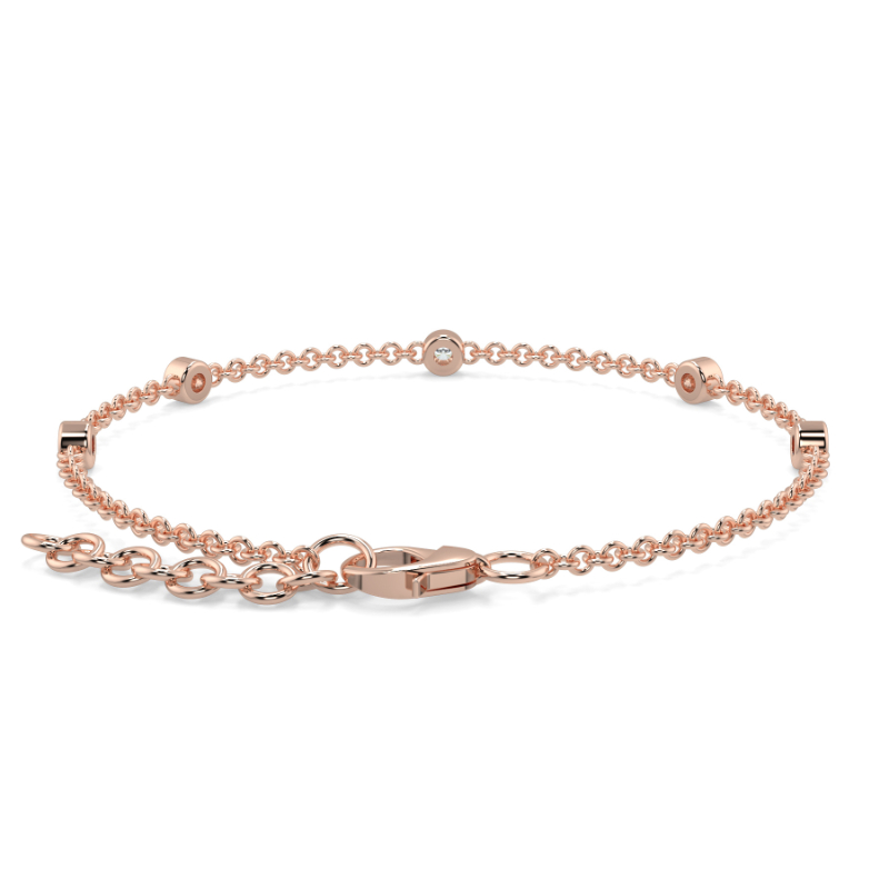 0.11 CT Lab Grown 5 Diamond Bezel Set Bracelet Bezel Set In 18K Rose Gold
