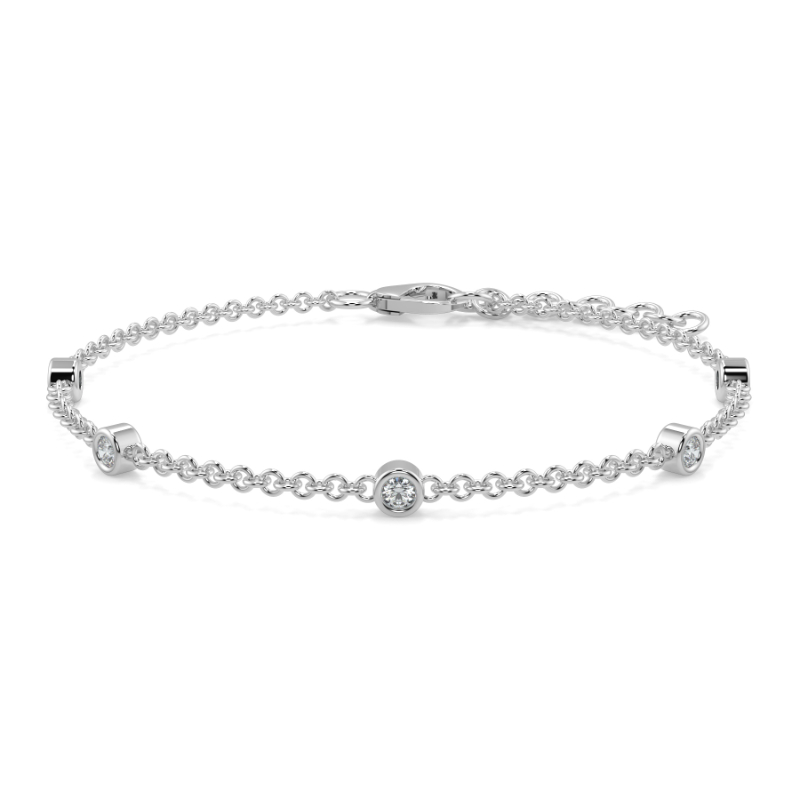 0.11 CT Lab Grown 5 Diamond Bezel Set Bracelet Bezel Set In 18K White Gold