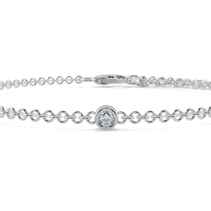0.11 CT Lab Grown 5 Diamond Bezel Set Bracelet Bezel Set In 18K White Gold
