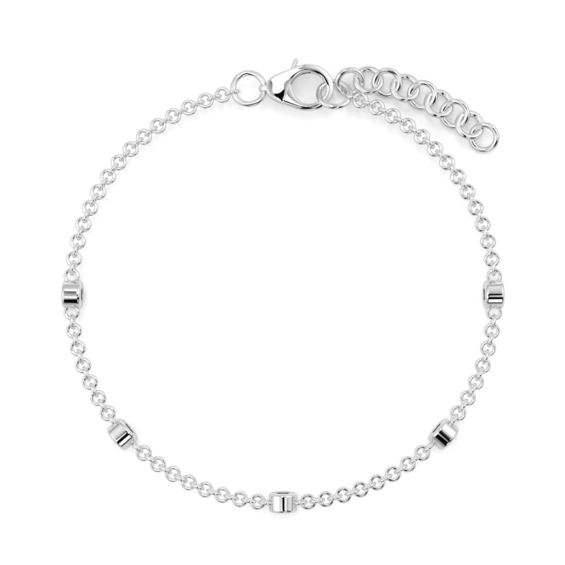 0.11 CT Lab Grown 5 Diamond Bezel Set Bracelet Bezel Set In 18K White Gold