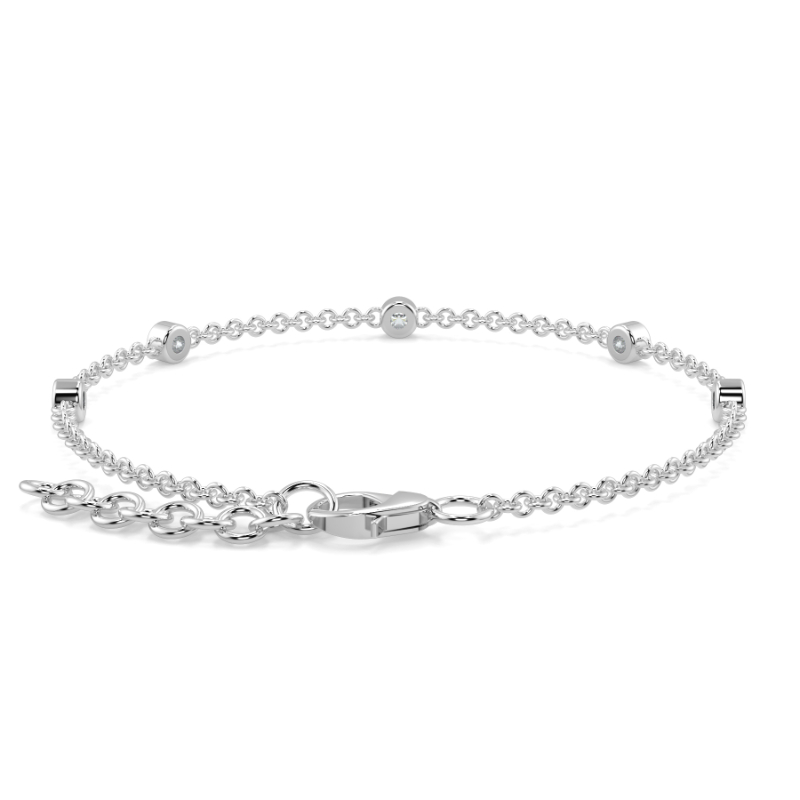 0.11 CT Lab Grown 5 Diamond Bezel Set Bracelet Bezel Set In 18K White Gold