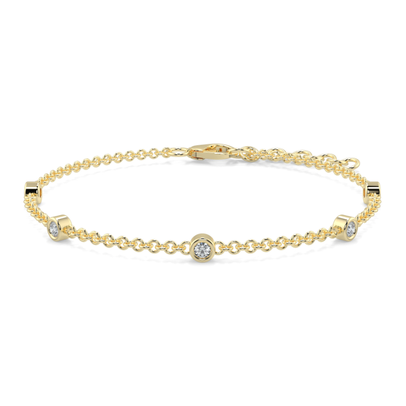 0.11 CT Lab Grown 5 Diamond Bezel Set Bracelet Bezel Set In 9K Yellow Gold