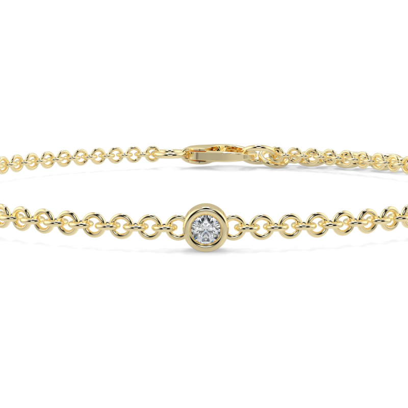 0.11 CT Lab Grown 5 Diamond Bezel Set Bracelet Bezel Set In 9K Yellow Gold