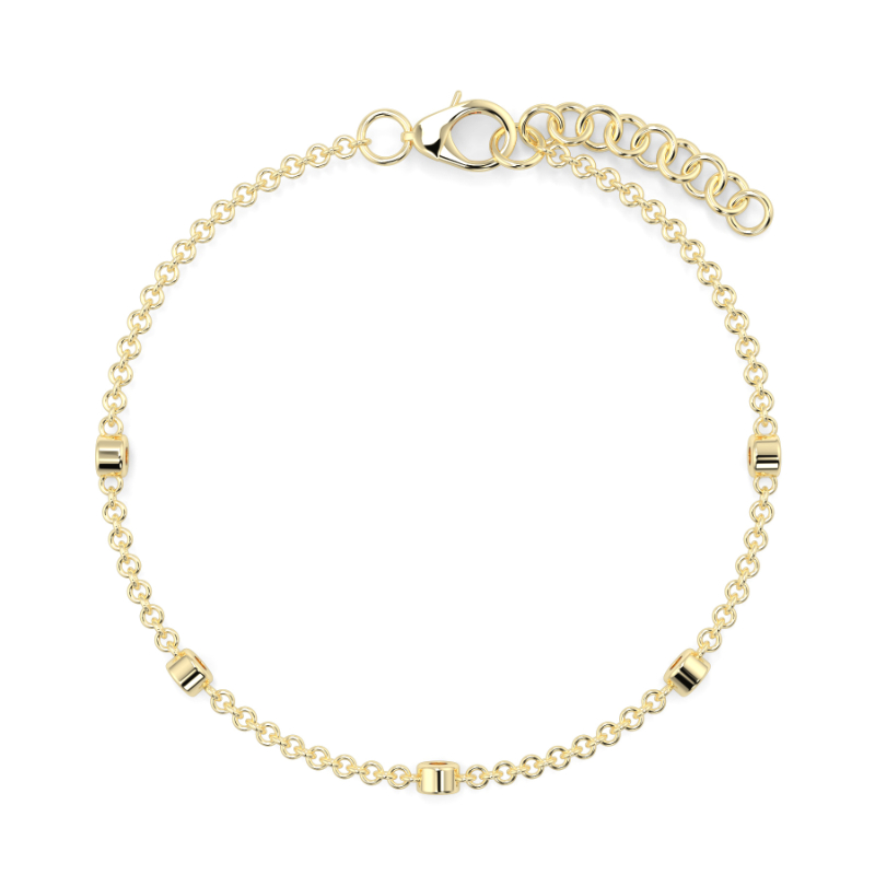 0.11 CT Lab Grown 5 Diamond Bezel Set Bracelet Bezel Set In 9K Yellow Gold