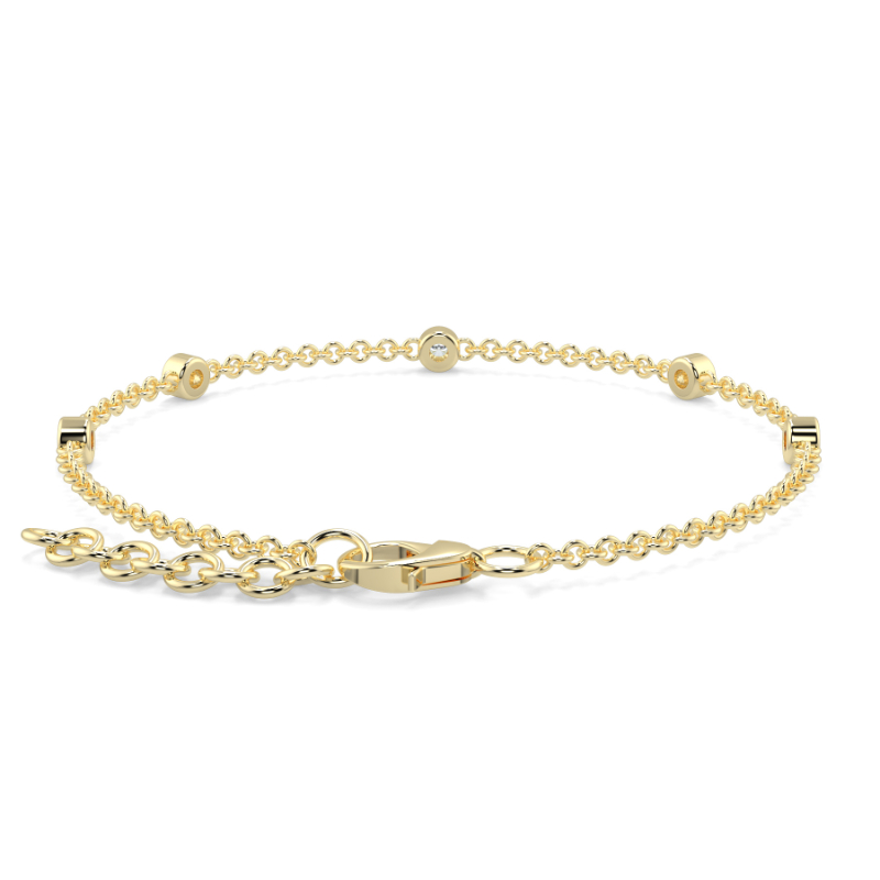 0.11 CT Lab Grown 5 Diamond Bezel Set Bracelet Bezel Set In 9K Yellow Gold
