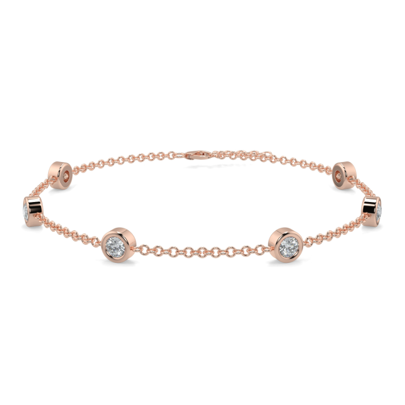 0.27 CT Lab Grown 6 Diamond Bezel Set Bracelet Bezel Set In 18K Rose Gold