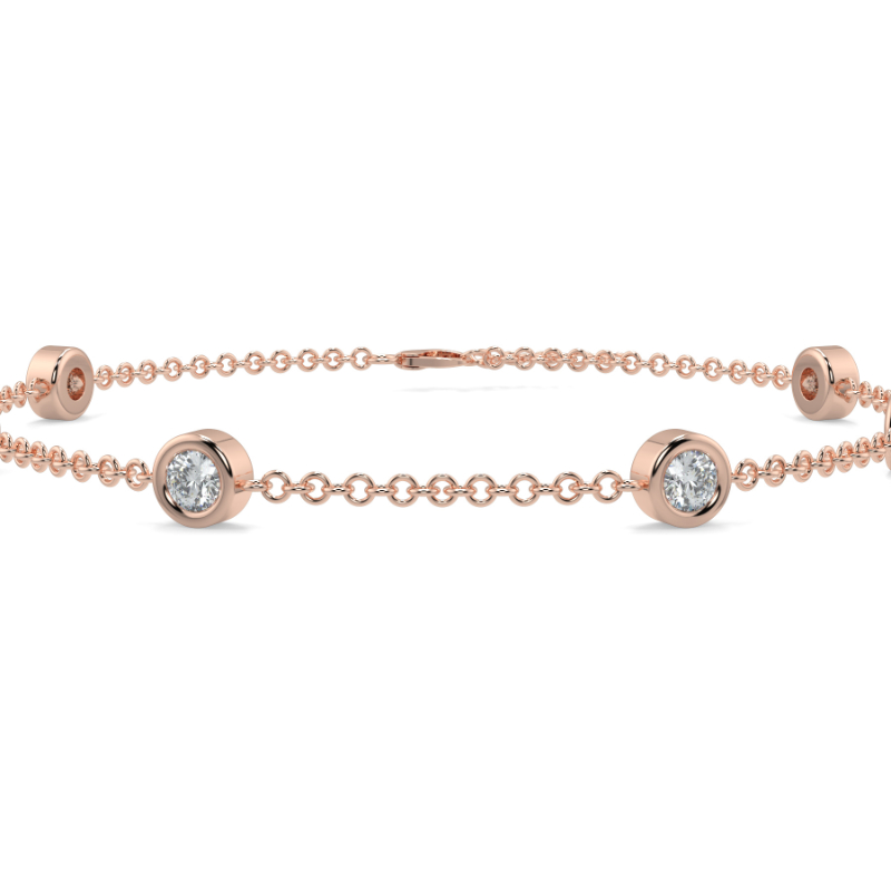 0.27 CT Lab Grown 6 Diamond Bezel Set Bracelet Bezel Set In 18K Rose Gold