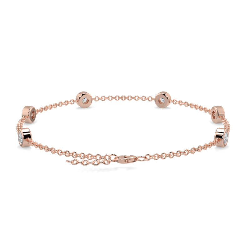 0.27 CT Lab Grown 6 Diamond Bezel Set Bracelet Bezel Set In 18K Rose Gold