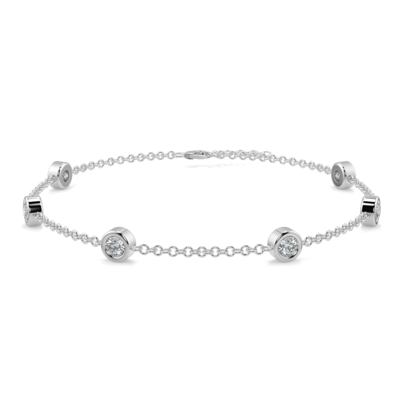 0.27 CT Lab Grown 6 Diamond Bezel Set Bracelet Bezel Set In 18K White Gold